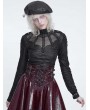 Devil Fashion Black Gothic Distressed Rivet Long Sleeve Top for Women