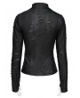 Devil Fashion Black Gothic Distressed Rivet Long Sleeve Top for Women