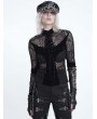 Devil Fashion Black Gothic Asymmetrical Patterned Net Top for Women
