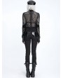 Devil Fashion Black Gothic Asymmetrical Patterned Net Top for Women