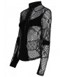 Devil Fashion Black Gothic Asymmetrical Patterned Net Top for Women
