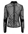 Devil Fashion Black Gothic Asymmetrical Patterned Net Top for Women