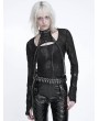 Devil Fashion Black Gothic Harness Strap Long Sleeve Mesh Top for Women