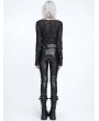 Devil Fashion Black Gothic Harness Strap Long Sleeve Mesh Top for Women