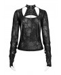 Devil Fashion Black Gothic Harness Strap Long Sleeve Mesh Top for Women