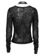 Devil Fashion Black Gothic Harness Strap Long Sleeve Mesh Top for Women