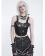 Devil Fashion Black Gothic Punk Buckle Strap Crop Tank Top for Women