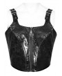Devil Fashion Black Gothic Punk Buckle Strap Crop Tank Top for Women