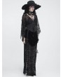 Devil Fashion Black Gothic Off-the-Shoulder Floral Web Mesh Top for Women