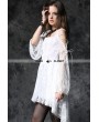 Dark in Love White Off-the-Shoulder Long Sleeves High-Low Lace Gothic Dress