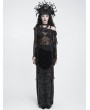 Devil Fashion Black Gothic Asymmetrical Shoulder Ruched Top for Women