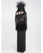 Devil Fashion Black Gothic Asymmetrical Shoulder Ruched Top for Women