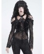 Devil Fashion Black Gothic Halter Cutout Cold Shoulder Top for Women
