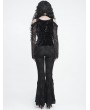 Devil Fashion Black Gothic Halter Cutout Cold Shoulder Top for Women