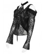 Devil Fashion Black Gothic Halter Cutout Cold Shoulder Top for Women