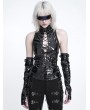 Devil Fashion Black Gothic Women's Halter Vest Top with Detachable Sleeves