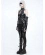 Devil Fashion Black Gothic Women's Halter Vest Top with Detachable Sleeves