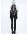 Devil Fashion Black Gothic Women's Halter Vest Top with Detachable Sleeves