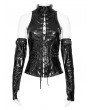 Devil Fashion Black Gothic Women's Halter Vest Top with Detachable Sleeves