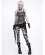 Devil Fashion Grey Gothic Punk Spiked Chain Irregular Tank Top for Women