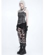 Devil Fashion Grey Gothic Punk Spiked Chain Irregular Tank Top for Women