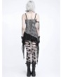 Devil Fashion Grey Gothic Punk Spiked Chain Irregular Tank Top for Women