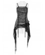 Devil Fashion Grey Gothic Punk Spiked Chain Irregular Tank Top for Women