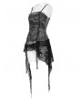 Devil Fashion Grey Gothic Punk Spiked Chain Irregular Tank Top for Women
