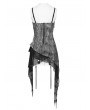 Devil Fashion Grey Gothic Punk Spiked Chain Irregular Tank Top for Women