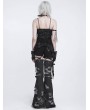 Devil Fashion Black Gothic Asymmetric Ruffle Chain Strap Tank Top for Women