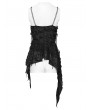 Devil Fashion Black Gothic Asymmetric Ruffle Chain Strap Tank Top for Women
