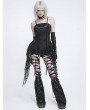 Devil Fashion Black Gothic Punk Spiked Chain Irregular Tank Top for Women