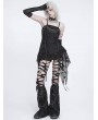 Devil Fashion Black Gothic Punk Spiked Chain Irregular Tank Top for Women