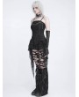 Devil Fashion Black Gothic Punk Spiked Chain Irregular Tank Top for Women