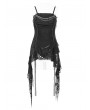 Devil Fashion Black Gothic Punk Spiked Chain Irregular Tank Top for Women