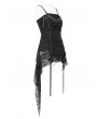 Devil Fashion Black Gothic Punk Spiked Chain Irregular Tank Top for Women
