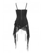 Devil Fashion Black Gothic Punk Spiked Chain Irregular Tank Top for Women