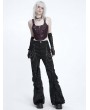 Devil Fashion Wine Red Gothic Punk Buckle Strap Crop Tank Top for Women