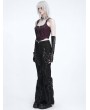 Devil Fashion Wine Red Gothic Punk Buckle Strap Crop Tank Top for Women