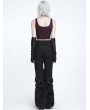 Devil Fashion Wine Red Gothic Punk Buckle Strap Crop Tank Top for Women