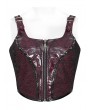 Devil Fashion Wine Red Gothic Punk Buckle Strap Crop Tank Top for Women