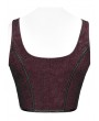 Devil Fashion Wine Red Gothic Punk Buckle Strap Crop Tank Top for Women
