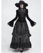 Devil Fashion Black Retro Gothic Lace Appliqued Velvet Shirt for Women