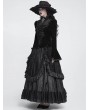 Devil Fashion Black Retro Gothic Lace Appliqued Velvet Shirt for Women