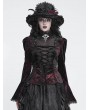 Devil Fashion Wine Red Retro Gothic Lace Appliqued Velvet Shirt for Women