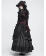 Devil Fashion Wine Red Retro Gothic Lace Appliqued Velvet Shirt for Women