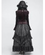 Devil Fashion Wine Red Retro Gothic Lace Appliqued Velvet Shirt for Women