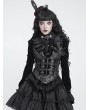 Devil Fashion Black Retro Gothic Patterned Swallowtail Waistcoat for Women