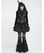 Devil Fashion Black Retro Gothic Patterned Swallowtail Waistcoat for Women