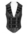 Devil Fashion Black Retro Gothic Patterned Swallowtail Waistcoat for Women